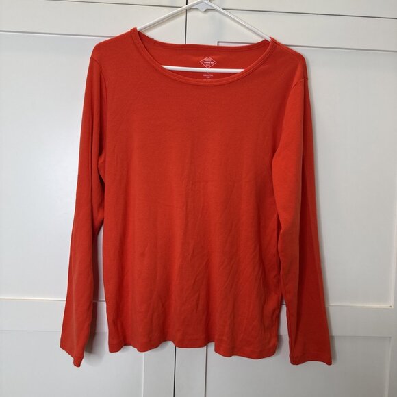 ST. JOHN'S BAY Essential Tee Womens Long Sleeve Orange XL - Picture 8 of 15